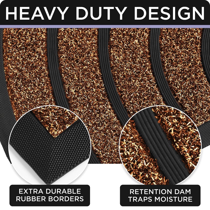 ubdyo Durable Welcome Doormat - Low Pile Front Door Mat Outside Entrance - Muddy Dirt Trapping Welcome Matt Outdoor - Rubber Backing Anti Slip Indoor Doormat Entrance 32'' x 20'', Brown - Image 4
